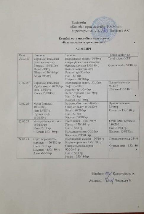 Ас мәзірі 20.02.2023 - 24.02.2023